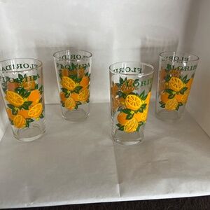 Set of (4) Vintage Florida Oranges Highball Glasses with Orange Design
